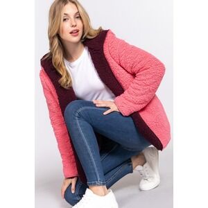 Atcive Basic‎ USA Long Slv Hoodie Faux-fur Reversible Jacket Medium